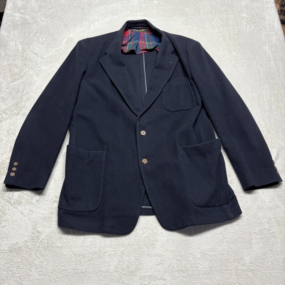 Brooks Brothers Coat Men's 44R XL Wool Unstructured Black Overcoat Made In USA